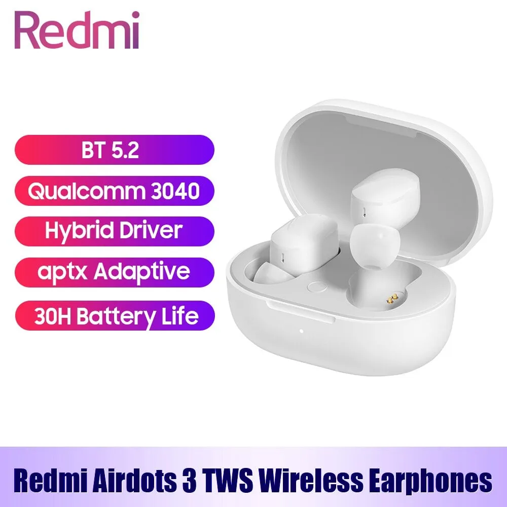 Redmi Airdots 3 BT5.2 Auricolari InEar stereo true wireless/Driver ibrido/Auricolari a ricarica rapida Type-c 600mAh con microfono