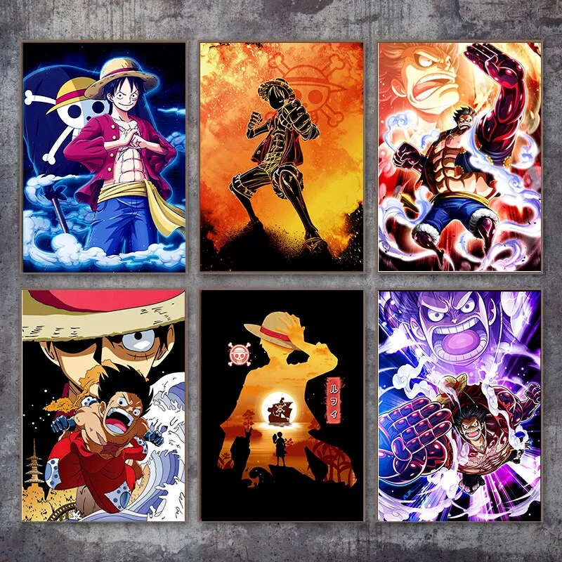 Anime One Piece Poster Rufy Tela Pittura Murale Immagine Della Parete Soggiorno Camera Da Letto Decorazione Della Casa HD Estetica Stampata