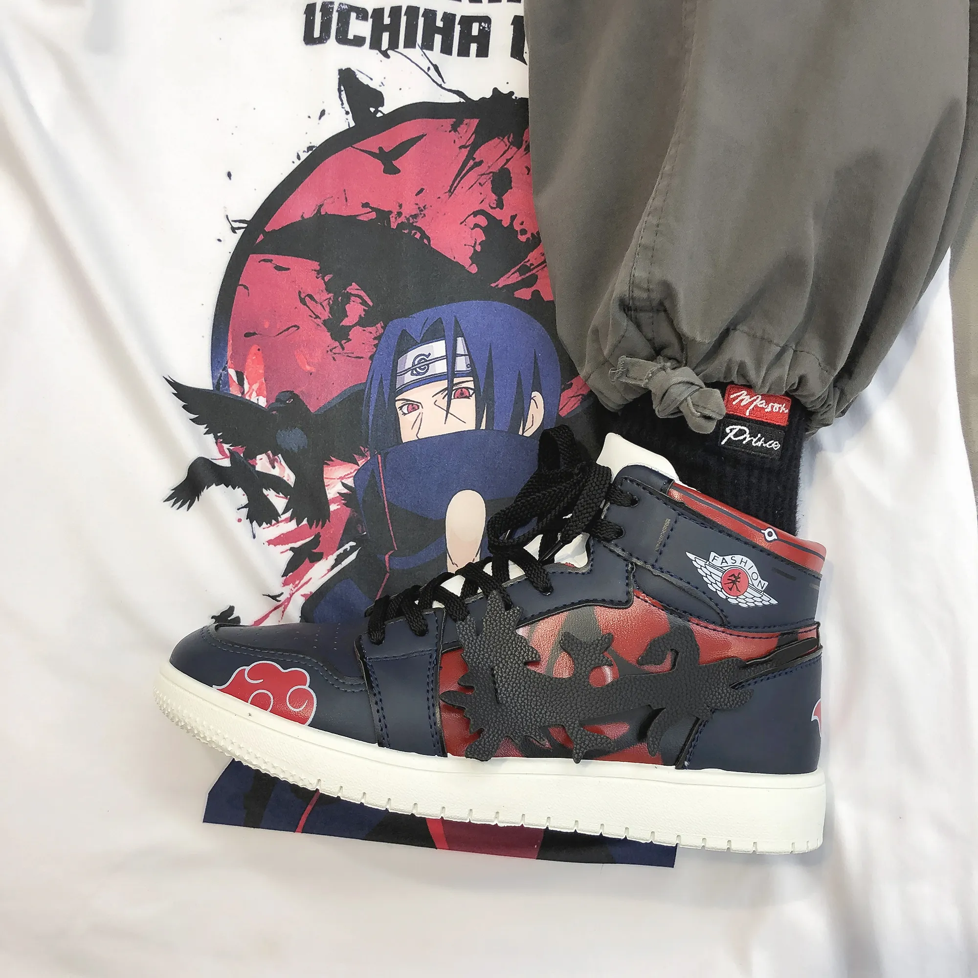 Naruto co-branded aj scarpe da ginnastica alte da uomo originali Air Force One Demon Slayer
