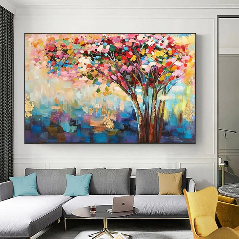 Albero fantasioso Arte pittura a olio su tela Poster e stampe Astratta colorata Wall Art Picture for Living Room Home Design Decor Canvas Poster
