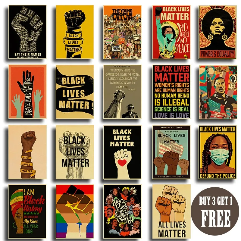 Black Lives Matter Vintage Canvas Poster Classic Room Decorating Wall Sticker Bar Cafe Decorating Painting