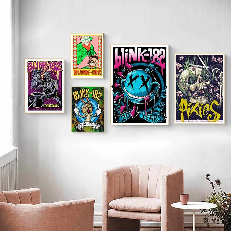 Blink 182 Rock Band poster bar caffetteria Art Decor Wall Decor soggiorno sala da pranzo Home Decor Pittura su tela di qualità