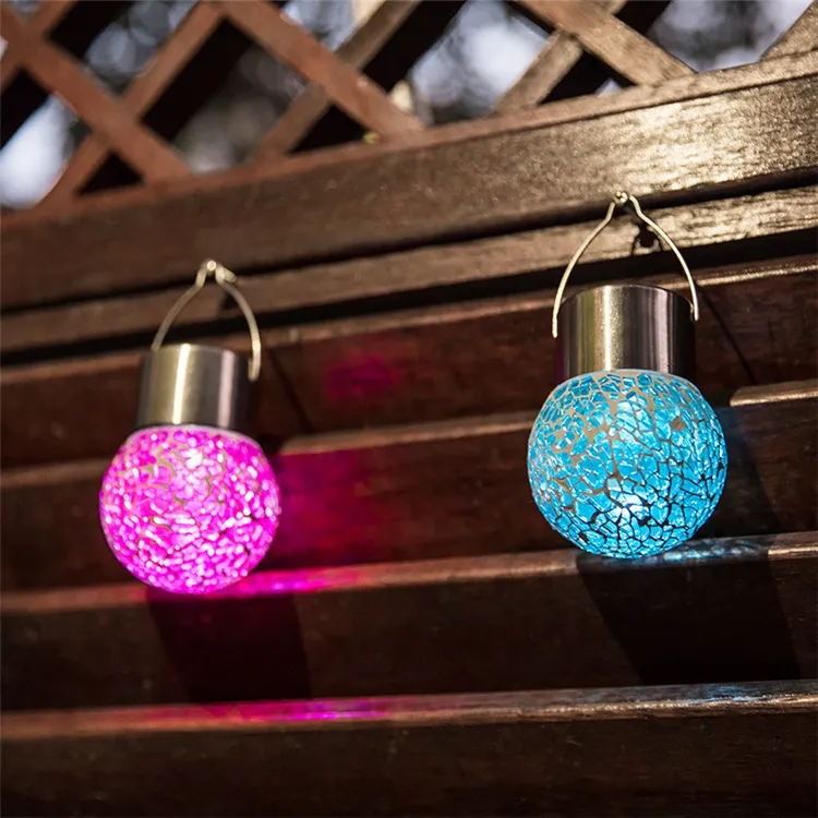 Lampada a sospensione a mosaico solare a LED rotonda impermeabile per esterni a colori Decorazione da giardino Paesaggio Luce per albero di Natale