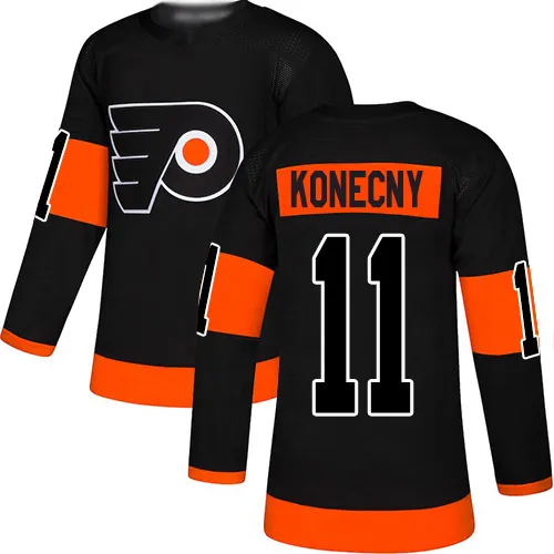 Maglia Philadelphia Flyers Uomo Travis Konecny ​​#11 Nera Authentic Alternativa