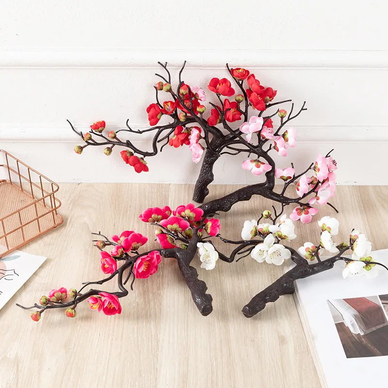 Fiore artificiale singolo fiore di prugna fiore artificiale fiore di seta casa soggiorno decorazione composizione floreale bonsai prugna fabbrica tra
