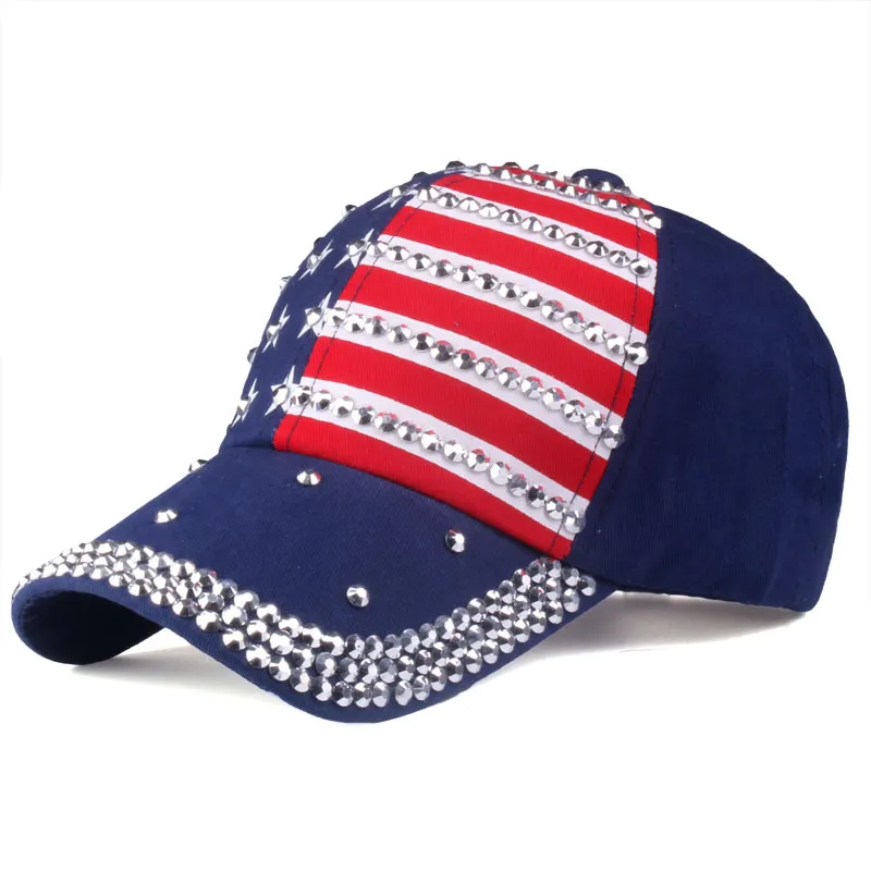Cappello da donna berretto da baseball bandiera americana diamante berretto cappello da sole femminile AliExpress Amazon hot style