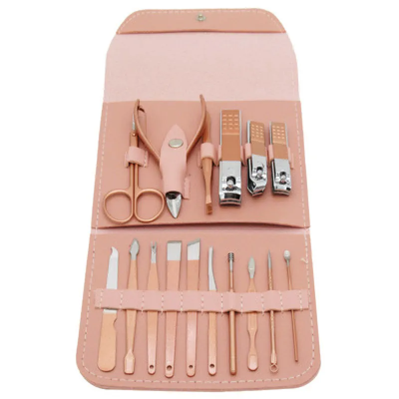 Kit manicure 16 pezzi tagliaunghie set lima per unghie tagliaunghie in acciaio inox per la casa bellezza manicure portatile