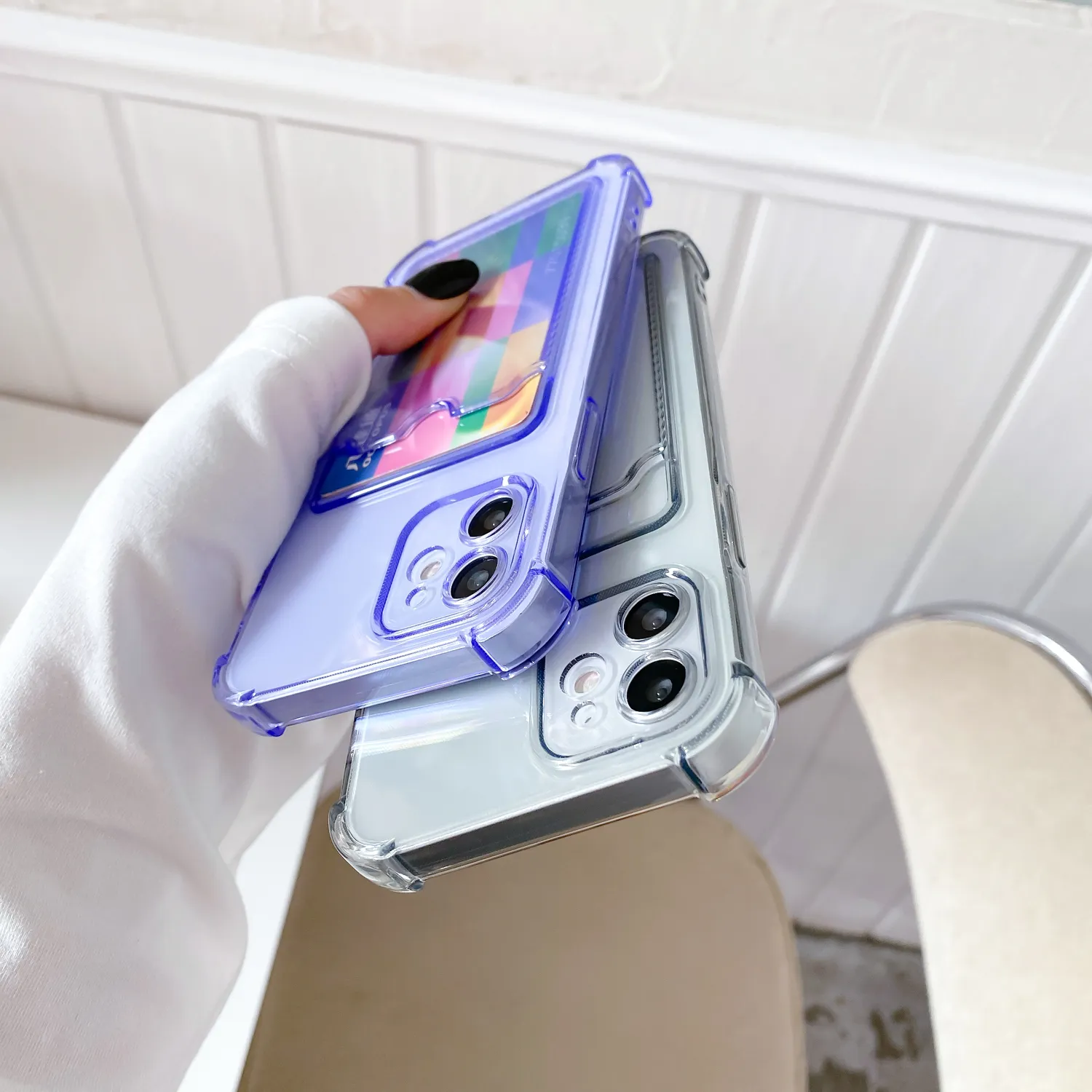 Custodia per telefono antiurto con porta carte trasparente HOCE per iPhone 11 12 Pro Max 12 Mini XS X XR 7 8 Plus SE 2020 Portafoglio Custodia morbid