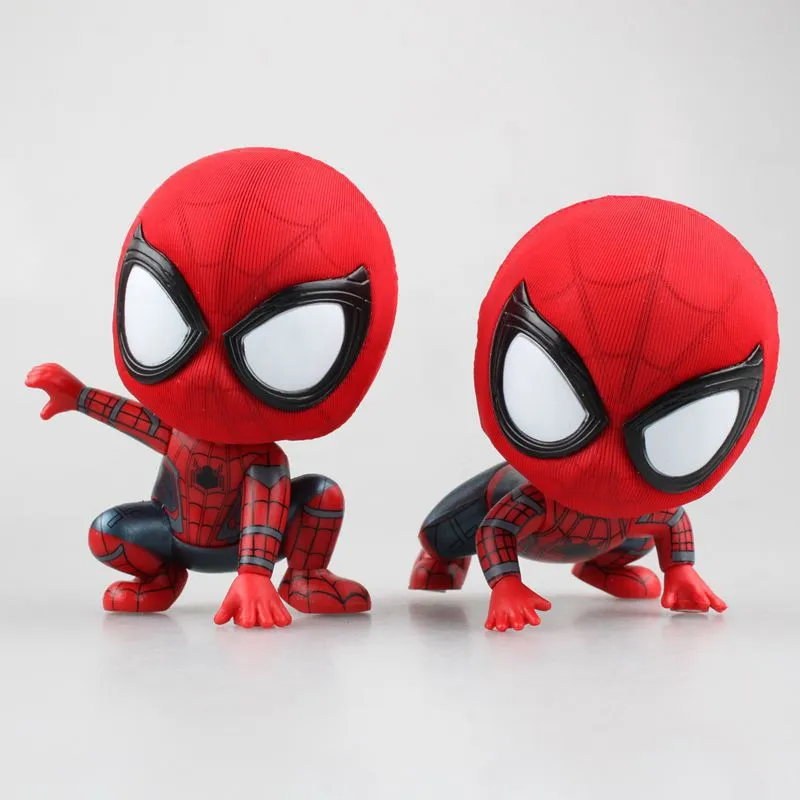 Spider-Man fatto a mano SpiderMan eroe ritorno versione Q scuotendo la testa Spider-Man decorazione auto modello fatto a mano altezza circa 10 cm