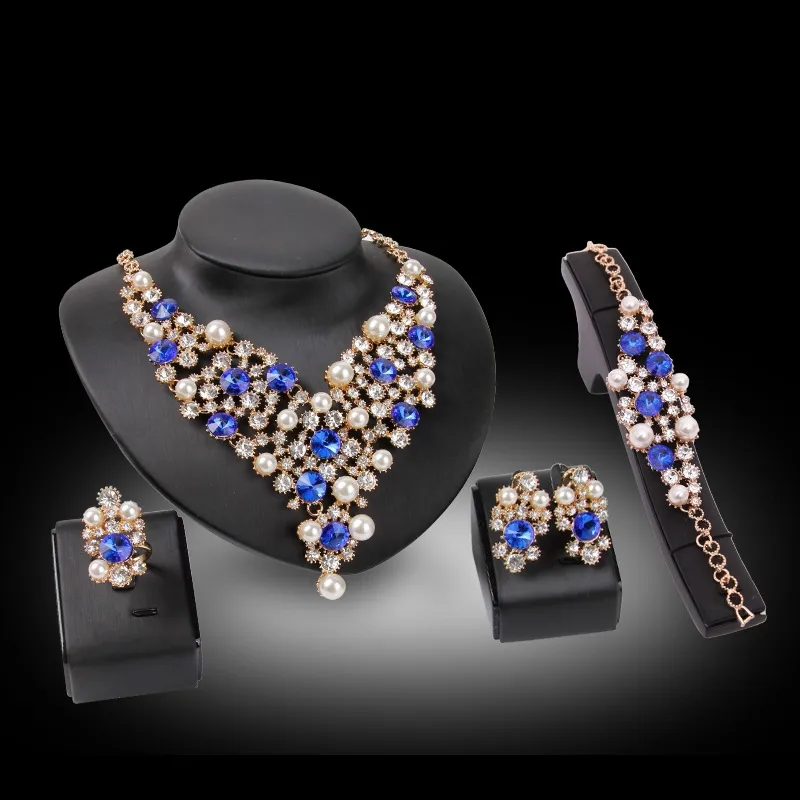 Set di gioielli esagerati europei e americani accessori per abbigliamento da sposa orecchini collana set di quattro pezzi