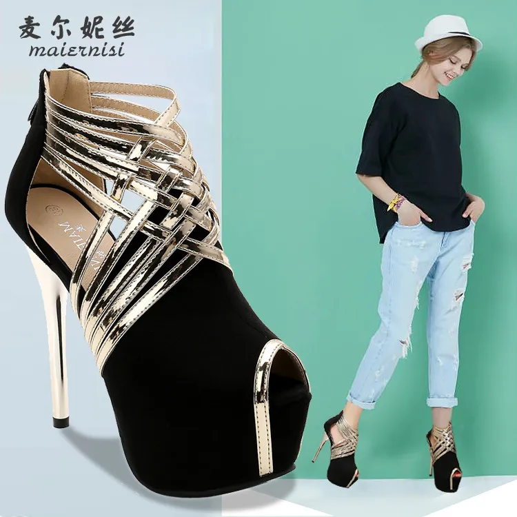 2021 estate impermeabile scarpe tacco piattaforma sandali da donna bocca di pesce tacco a spillo 14 cm moda discoteca sexy banchetto scarpe da donna