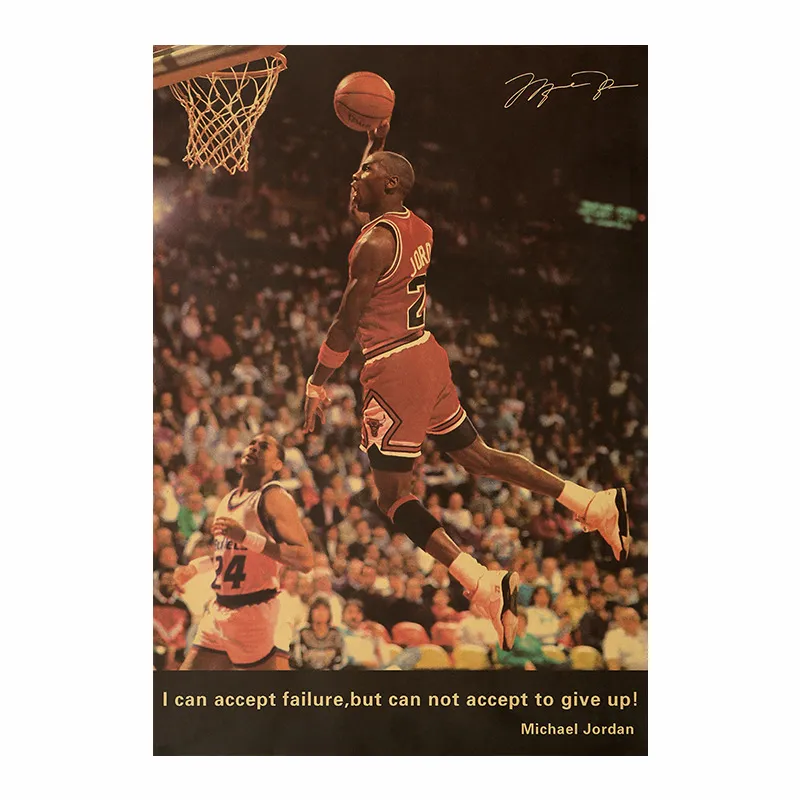 [J046] Star NBA Jordan carta kraft poster dormitorio bar caffetteria decorazione pittura