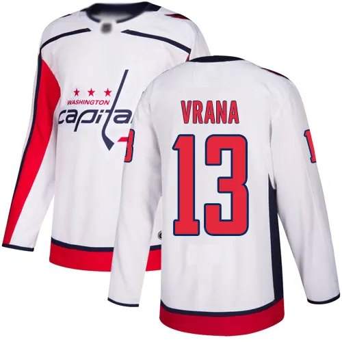 Maglia Washington Capitals Jakub Vrana #13 bianca Authentic Away da uomo