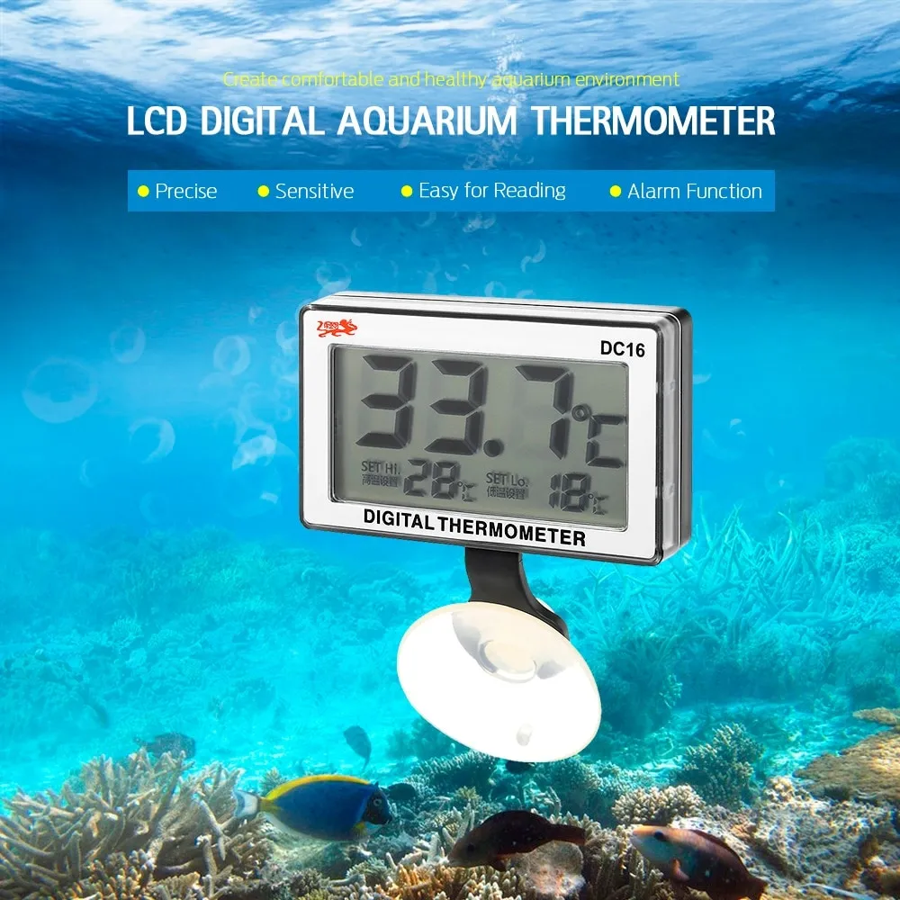 LCD Digital Fish Tank Aquarium Termometro di controllo Misuratore di temperatura dell'acqua sommergibile Allarme di temperatura alta/bassa