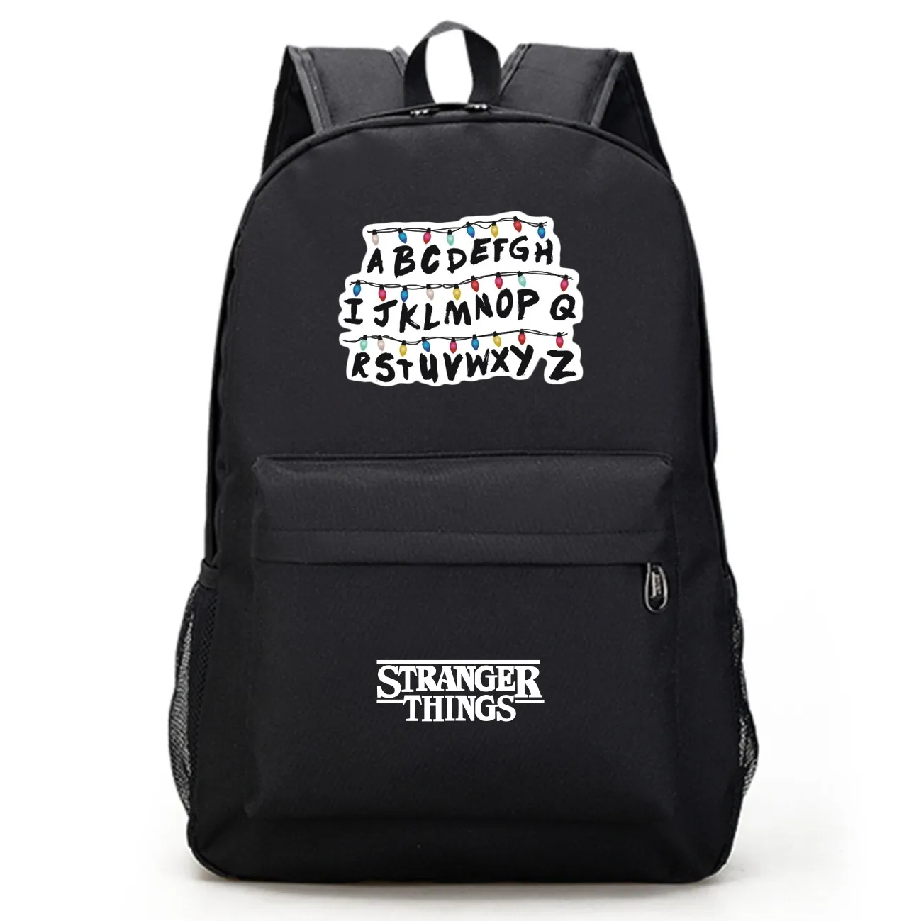 Stranger Things Stranger Things con lo stesso paragrafo borsa da scuola nera pura per uomini e donne zaino per studenti delle scuole medie del vento