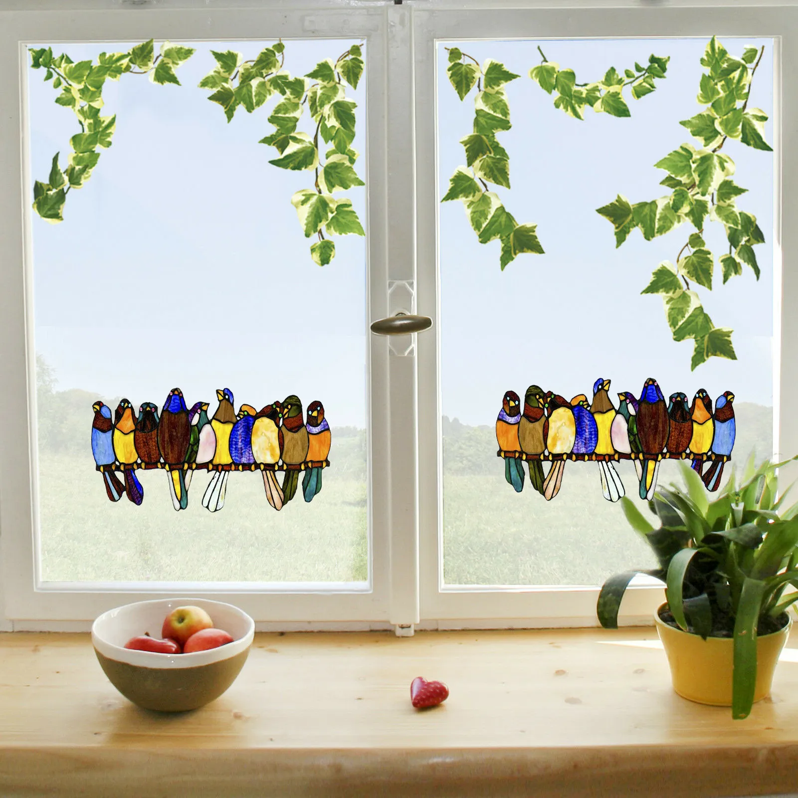 Adesivi per uccelli multicolori per finestre creative per la casa adesivi decorativi per cartoni animati