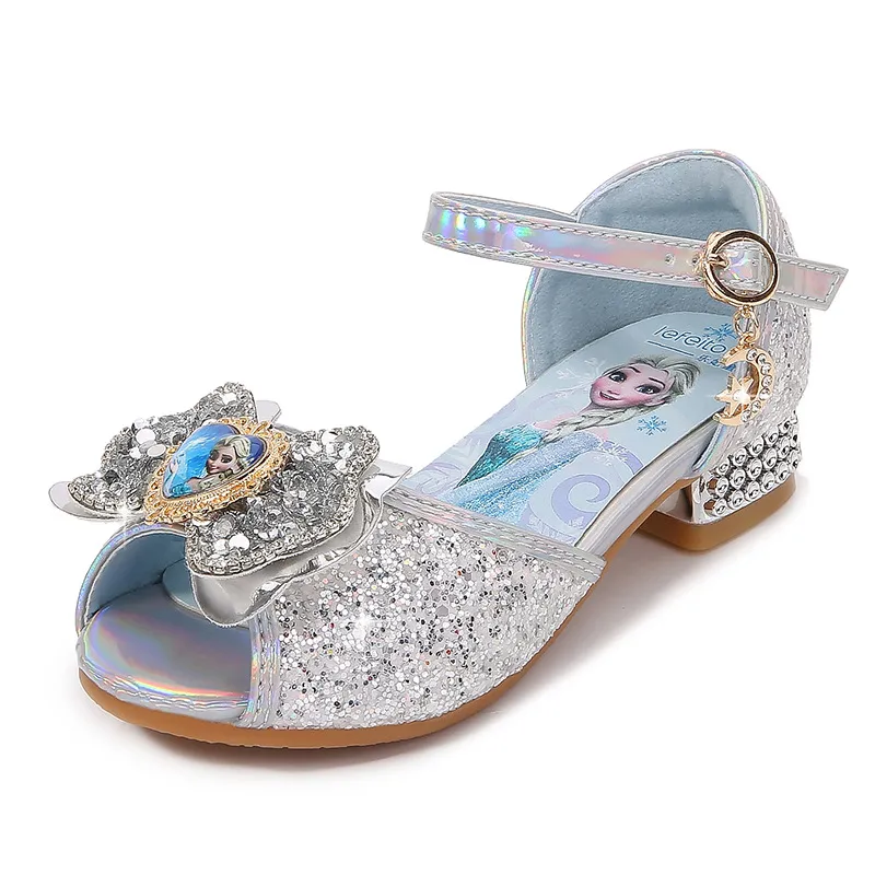 7-14 anni sandali con tacco alto per bambini 2022 estate nuove scarpe di cristallo per ragazze di mezza età per bambini con fondo morbido ghiaccio e