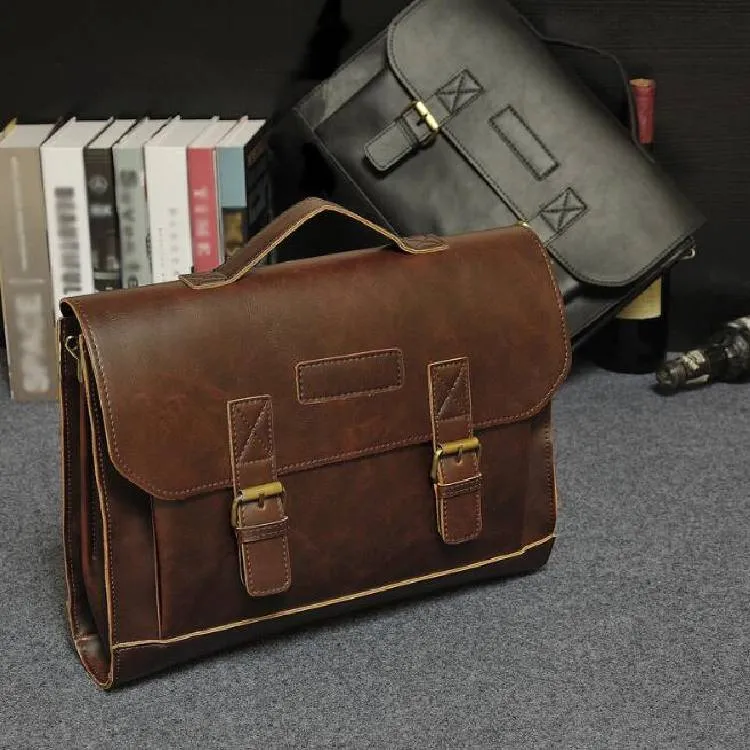 Borsa da lavoro da uomo dal design originale borsa da lavoro in pelle di cavallo pazzo borsa a tracolla classica da uomo