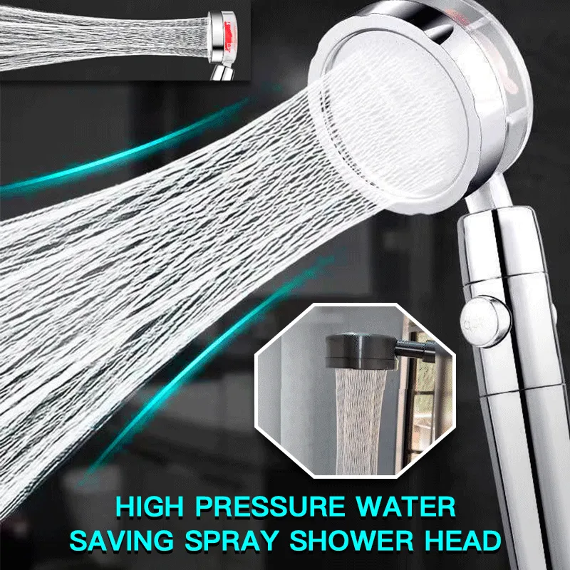 2021 Ugello doccia Flusso di risparo idrico Rotazione di 360 gradi con piccolo ventilatore ori da bagno per ugelli ad alta pressione in ABS per acqua