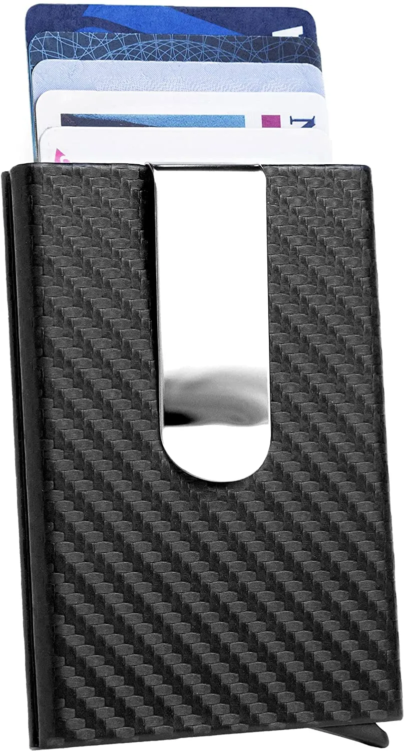 Portafogli per uomo e donna - Portafoglio sottile minimalista Alpha Ridge con blocco RFID e porta carte di credito pop-up con fermasoldi per complean