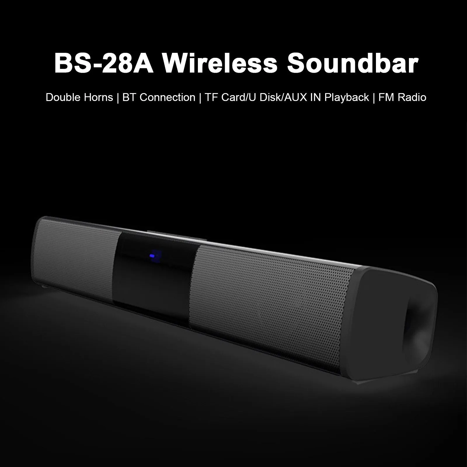 BS-28B Altoparlanti Bluetooth senza fili 20W Soundbar Ingresso AUX RCA Scheda TF Riproduzione musicale Radio FM TWS per TV Latop PC Smartphone