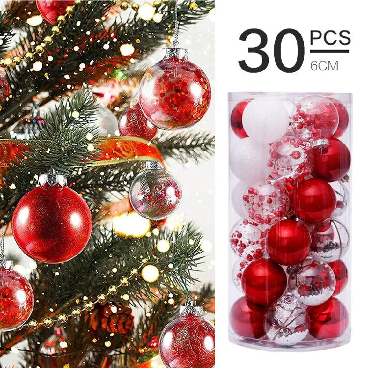 30 pezzi di decorazioni per la palla di Natale Palla trasparente di Natale Ciondolo per albero di Natale Ornamenti di Natale Accessori per il regalo