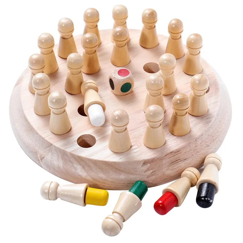 Gioco di memoria a scacchi per bambini, divertente ed educativo, gioco da tavolo in legno colorato, stimola le capacità cognitive