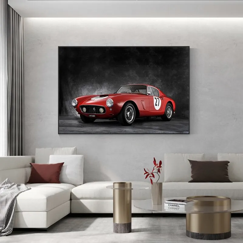Supercar Ferrari 250 GTO Roadster Retro Canvas Poster Car Printed Photo and Poster Wall Art Painting Home Decor No Bezels