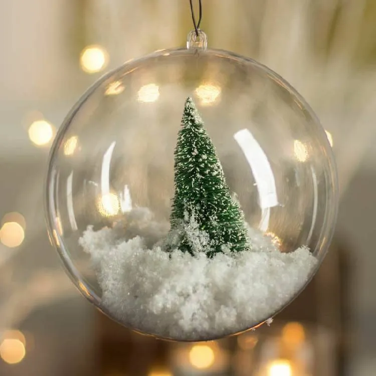 10 pz Palline di Natale trasparenti 6 cm 7 cm 8 cm 10 cm Ciondolo albero di Natale Globo di neve Capodanno 2022 Decorazione domestica di Natale fai d