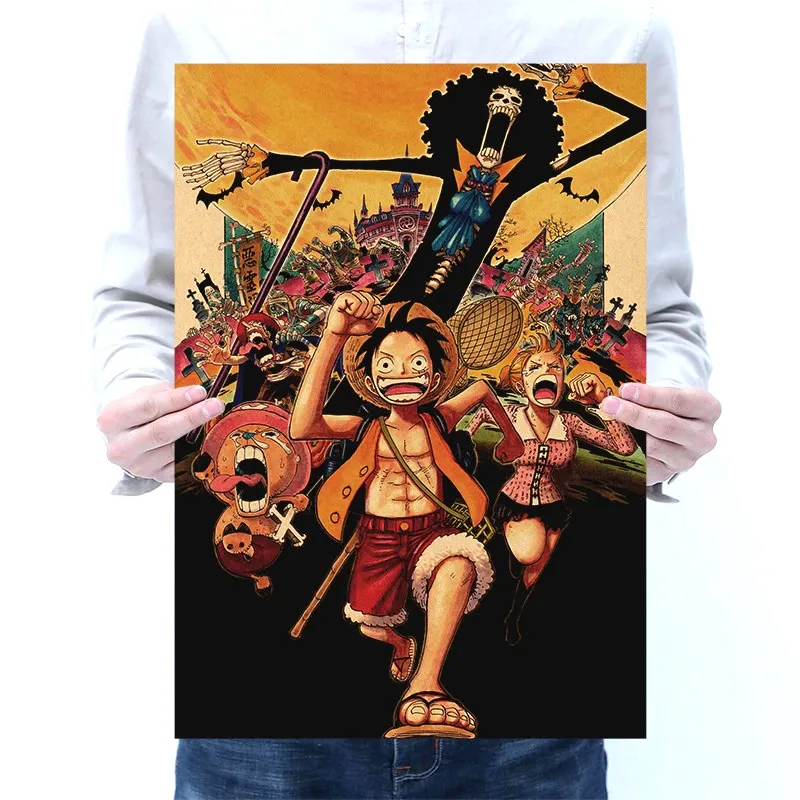 [A081] One Piece Character Collection N Retro Kraft Poster Bar Pittura decorativa