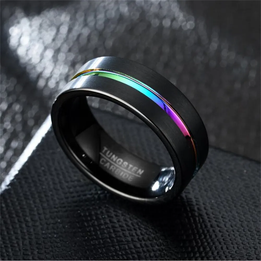 Anello colorato transfrontaliero nuovo anello in acciaio al titanio Anello in acciaio al titanio da uomo moda europea e americana vendite dirette del