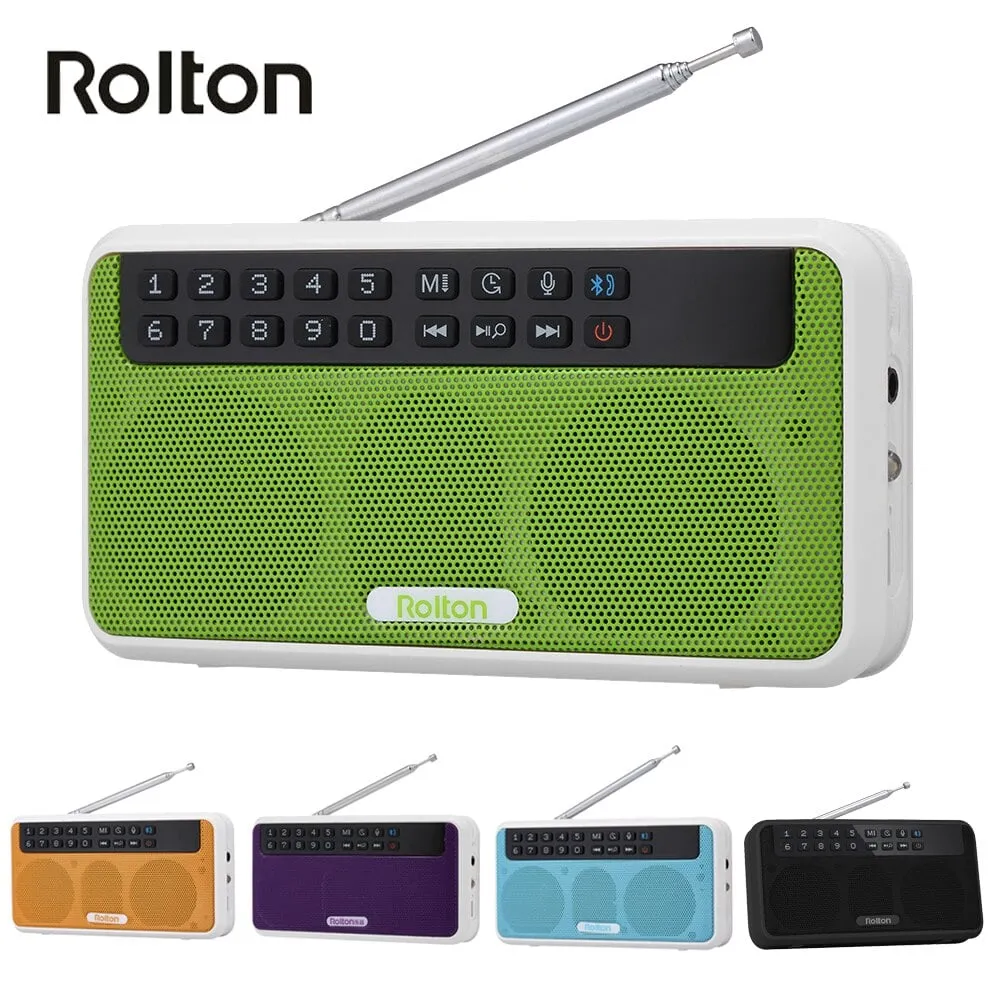 Rolton E500 Altoparlante Bluetooth senza fili Lettore musicale stereo HiFi Radio FM digitale portatile con torcia Display LED Slot per microfono TF