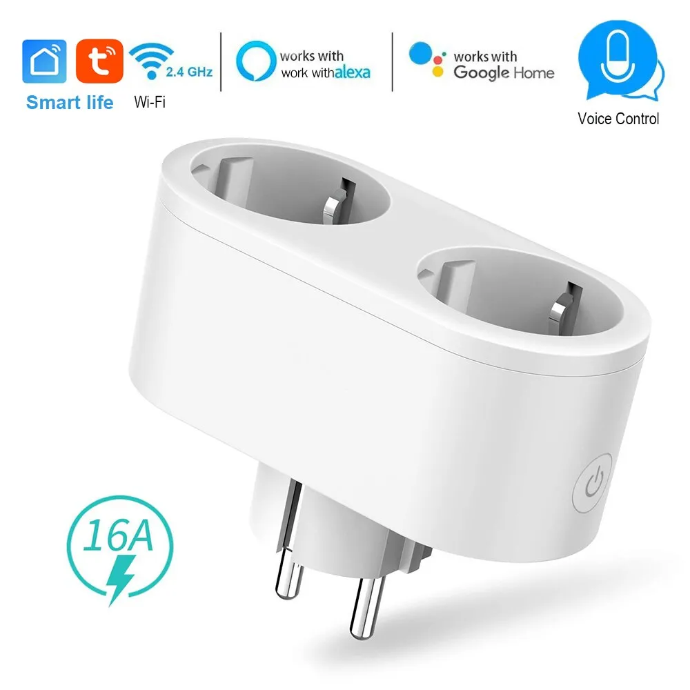Mini Extender 2 in 1 Presa Dual Smart Wifi Plug Funziona con Alexa Google e Smart Life App tramite comando vocale e remoto