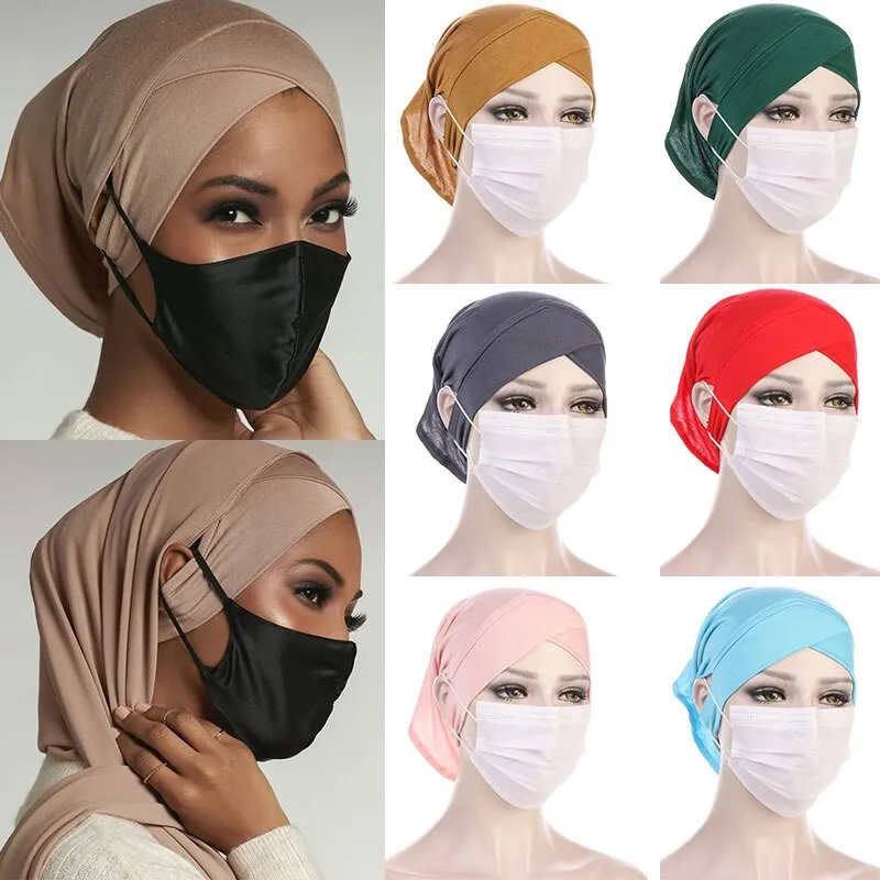 New Soft Modal Musulmano Elastico Turbante Cappello Della Copertura Completa Interno Hijab Caps Con Foro Islamico Underscarf Cappello del Cofano Turb