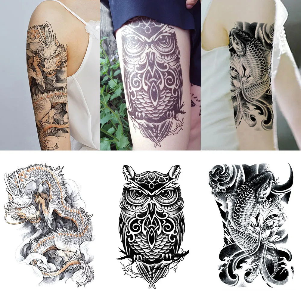 3 set di adesivi per tatuaggi con braccio di fiori di grandi dimensioni adesivi per tatuaggi di simulazione impermeabili temporanei con motivo animal