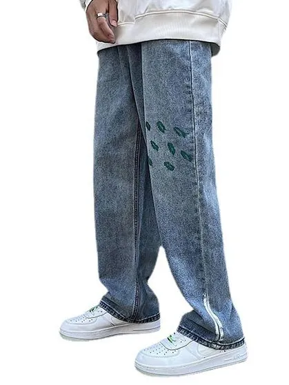 Pantaloni da uomo strappati bianchi slim-fitting da uomo di nuovo stile europeo e americano Jeans con cinghie di vernice per stazioni europee