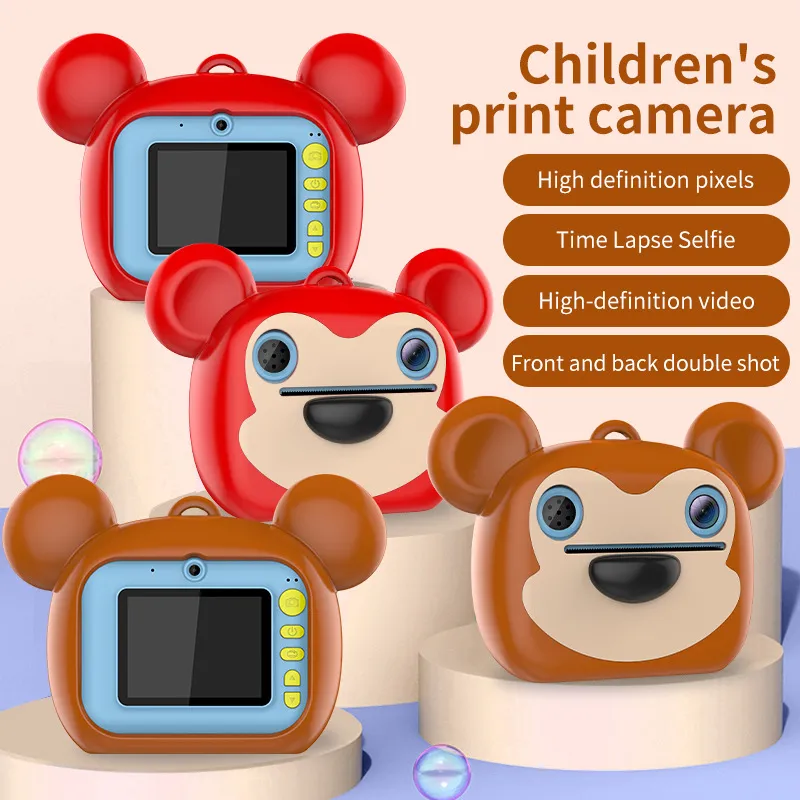 (Carta T 32G + 1 rotolo di carta) Fotocamera Polaroid stampa termica regalo per bambini giocattolo anteriore e posteriore 24 milioni di fotocamere pe