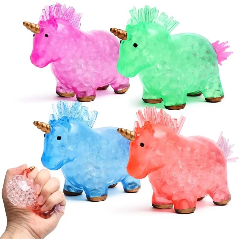 4 pezzi gel acqua perline unicorno palle antistress squishy giotoli anti-stress e ansia per ragazze ragazzi forniture per feste giotolo regalo