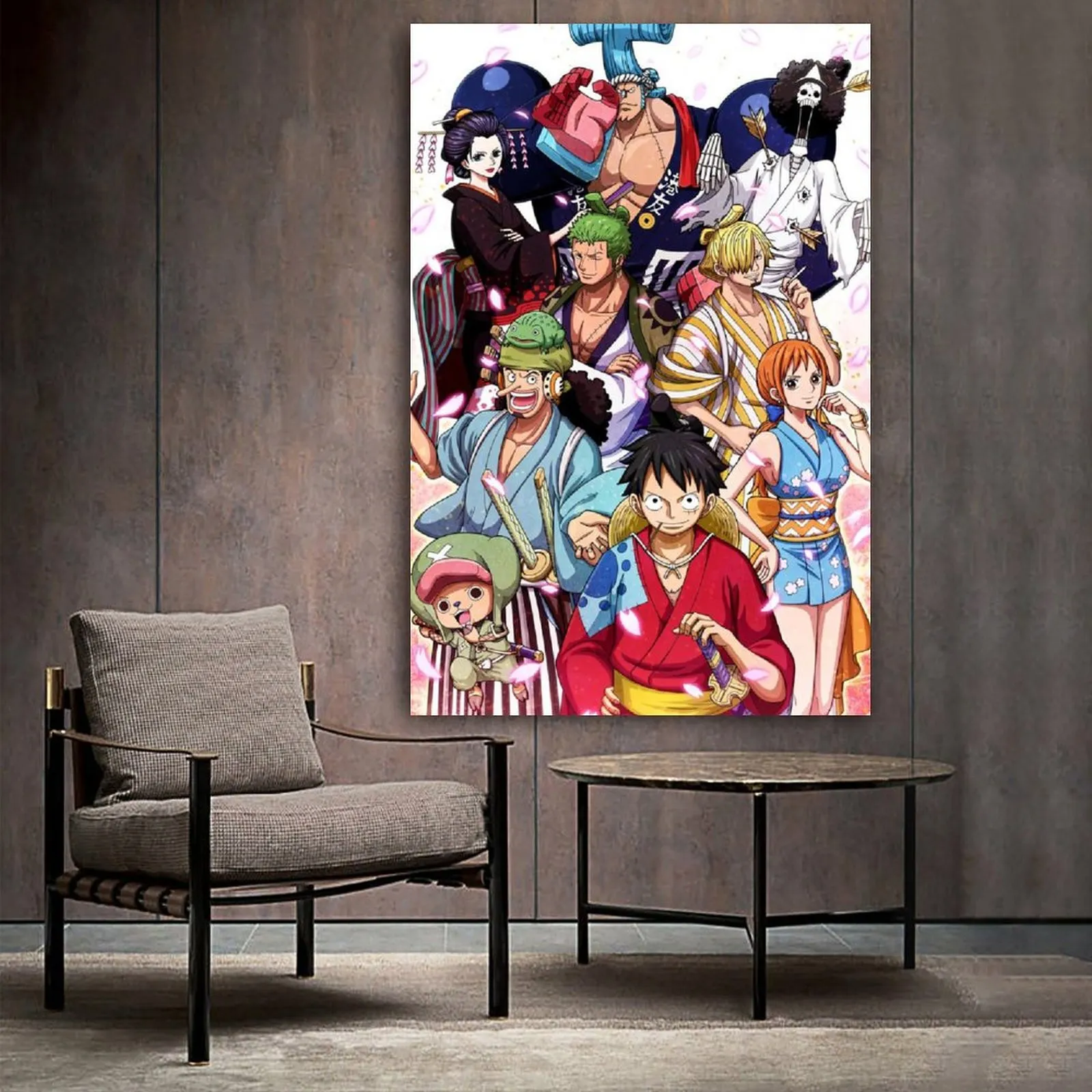 Cappelli di paglia Wano One Piece Canvas Art Poster e Wall Art Picture Print Modern Family bedroom Decor Poster
