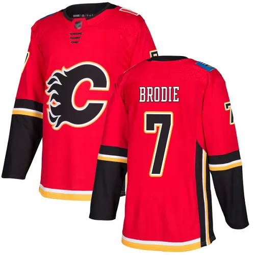 Calgary Flames T.J. Brodie #7 Red Authentic Home Jersey