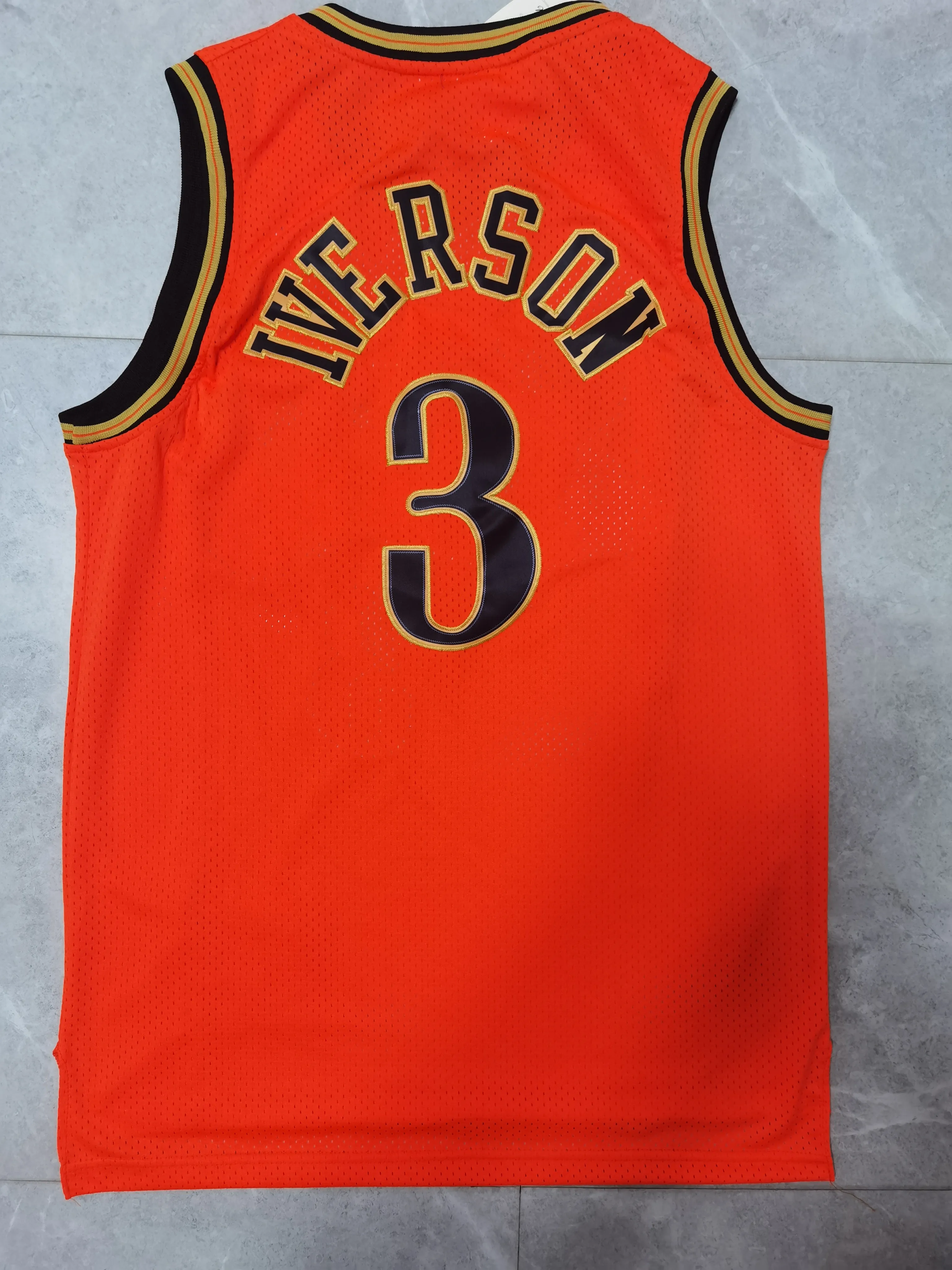 tchell&ness Philadelphia 76ers No. 3 Allen Iverson maglia retrò stagione 1999-00 gilet arancione rosso