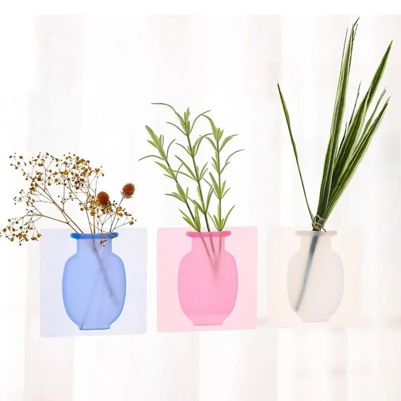 Silicone Sticky Wall Vasi per piante magiche Decorazioni per contenitori Foglie Accessori per il corpo Vasi fatti a mano per esterni Fiori in bottigl