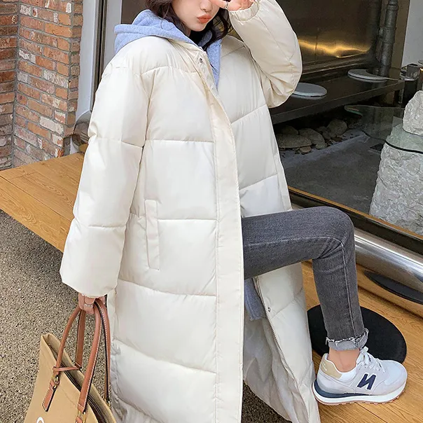 Piumino invernale nuovo vestito di cotone da donna a lungo termine sopra il ginocchio in cotone versione coreana da donna di cotone sciolto