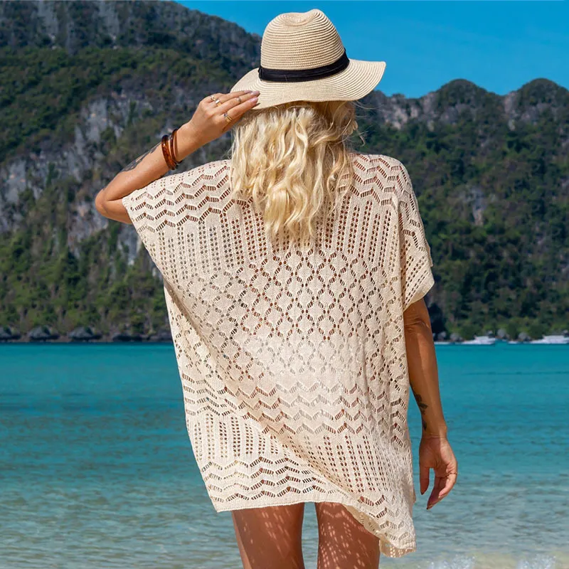 Camicetta da spiaggia in maglia da donna per commercio transfrontaliero, abbigliamento da spiaggia, abbronzatura, camicetta bikini scavata