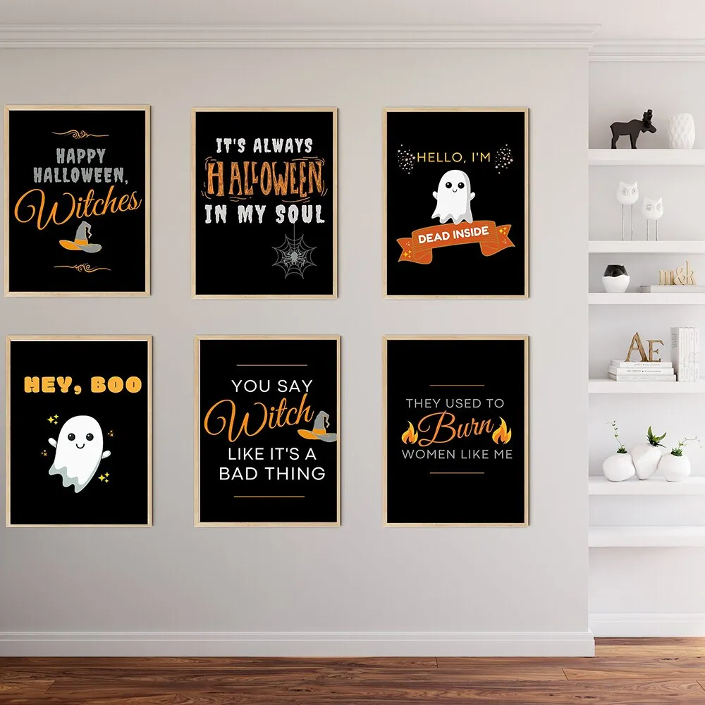 Decorazione di Halloween Fantasma Poster E Stampe Su Tela Pittura di Arte Della Parete Immagini Soggiorno Bar Complementi Arredo Casa Divertente Rega
