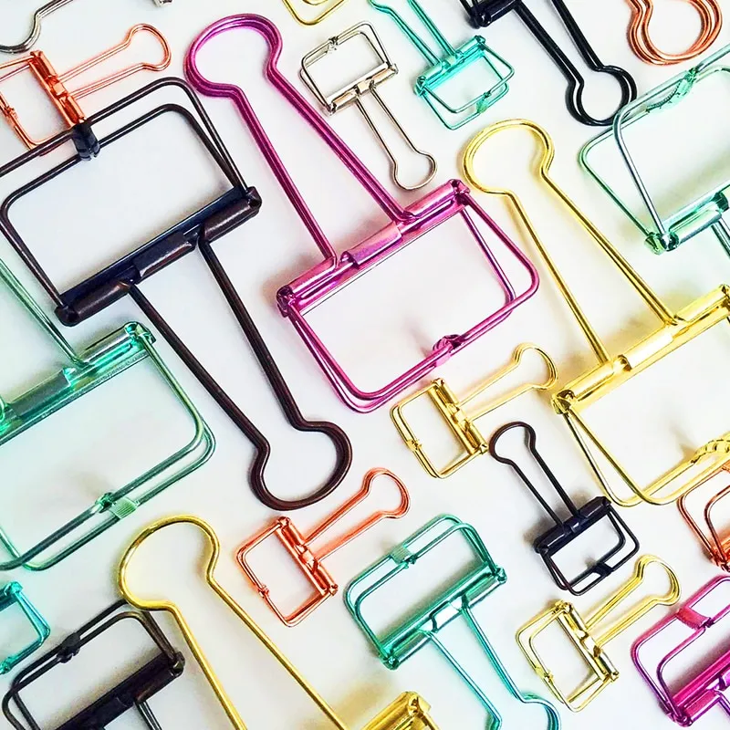 JIANWU Clip a coda lunga in metallo fermagli per carta oro Clip a colori mini clip Segnalibro in metallo multifunzionale