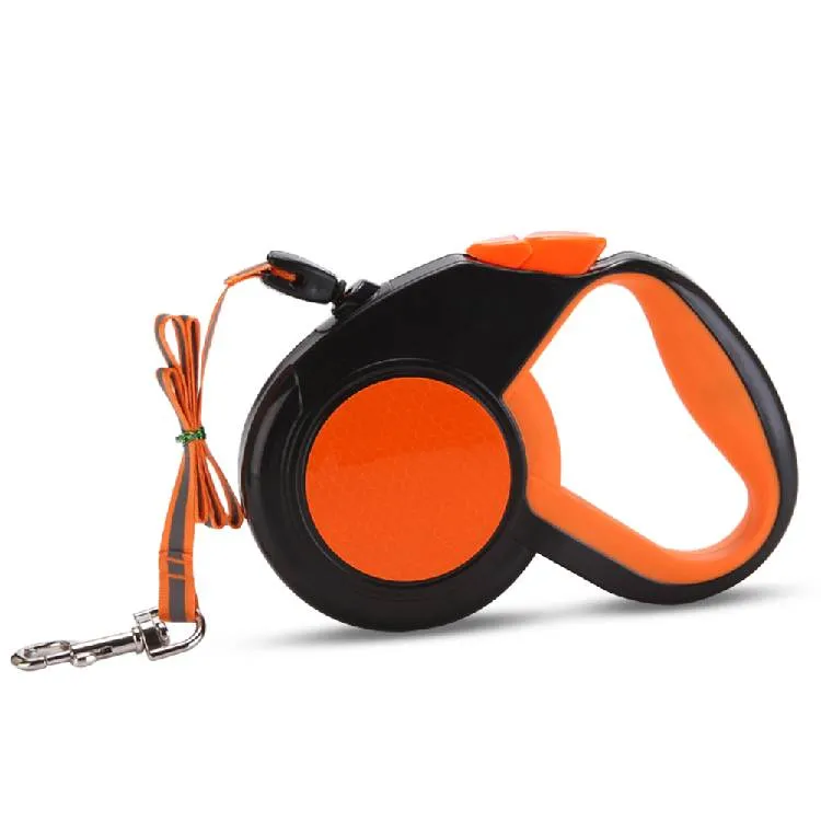 Guinzaglio per cani retrattile, corda telescopica automatica riflettente da 8 m, blocco e rottura con un pulsante, antigroviglio, arancione fluoresce