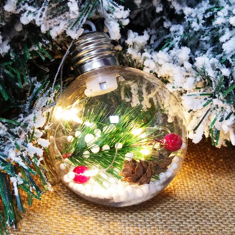 Natale nuovo stile palla di Natale trasparente con luci Commercio estero albero di Natale ciondolo decorazioni per finestre di Natale palla trasparen