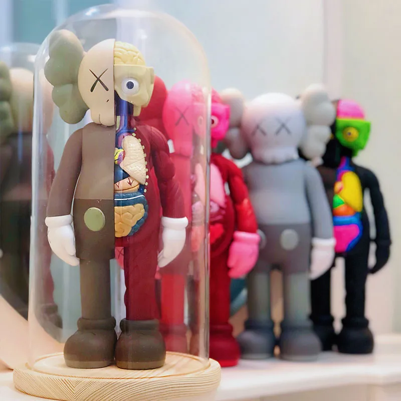 Bambola da ufficio a mano con coperchio in vetro trasparente espositore decorazione desktop decorazione parapolvere base rotonda in legno