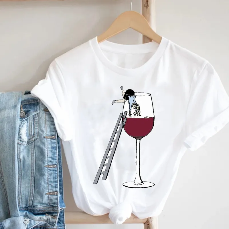 Donna Casual Cartoon Cute Printing Divertente Primavera Estate anni '90 Abbigliamento moda donna Stampa Tee Top Tshirt T-shirt grafica nile